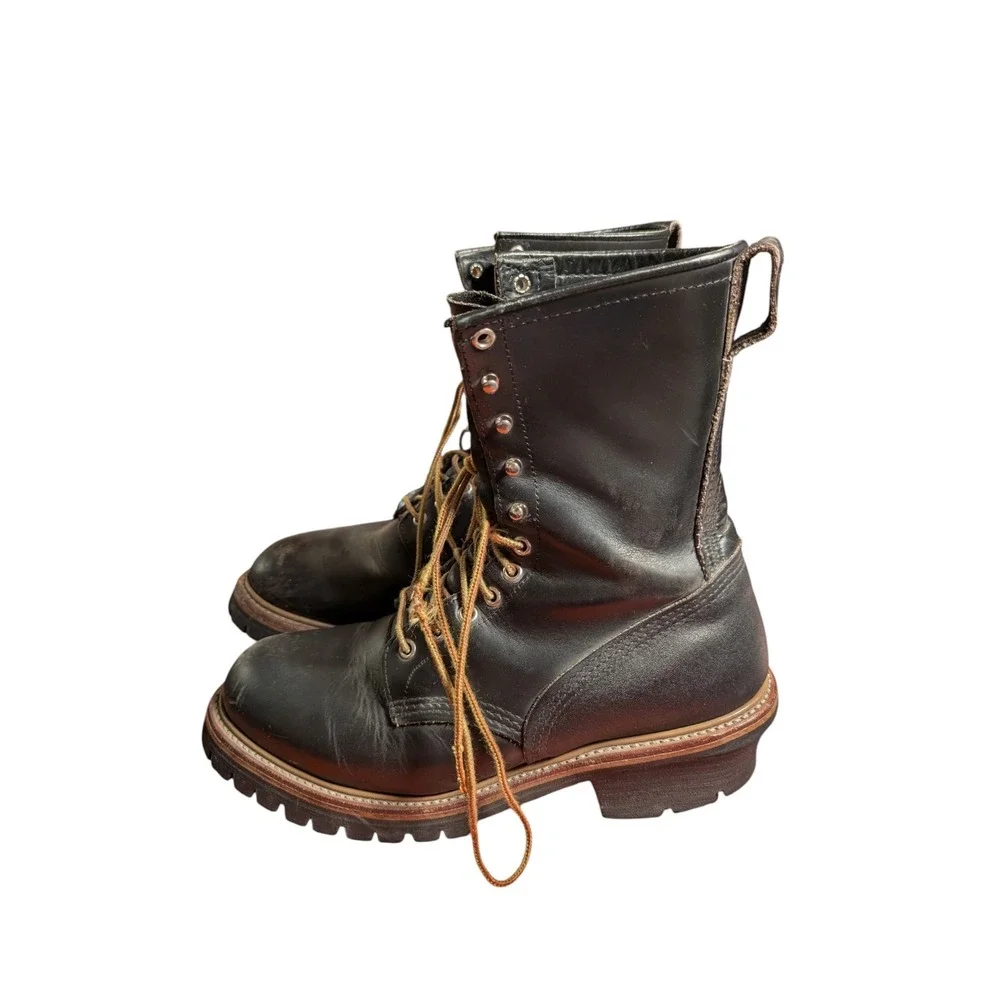 Red Wing Boots Mens 9.5 D Black Leather Loggermax Work Boots Lug Sole Heritage